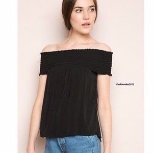 Brandy Melville off the shoulder black flowy top